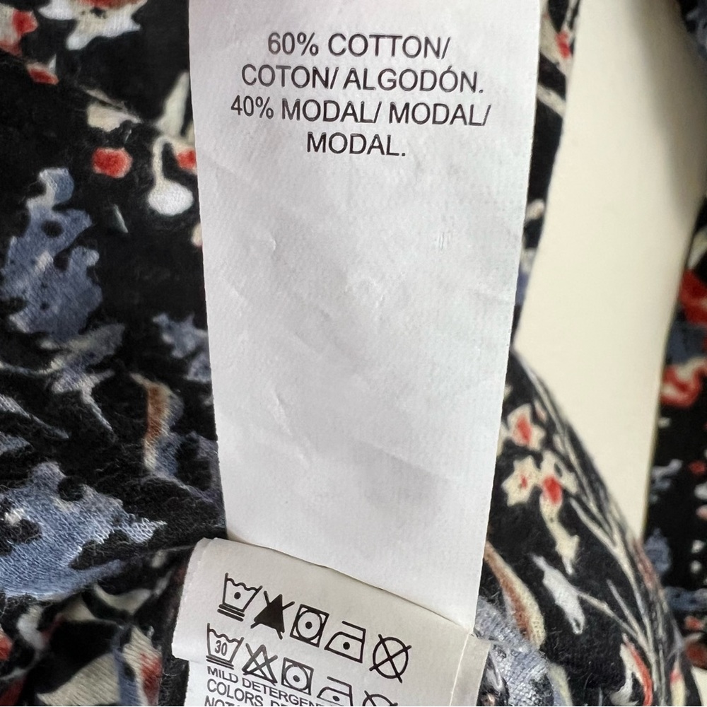 Lucky Brand Modal/Cotton Blend Elastic Pleated Front Floral Printed Boho Top - Picture 8 of 13